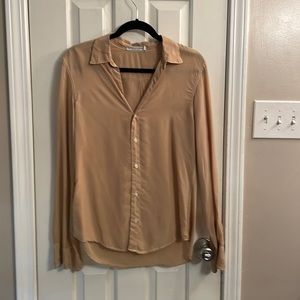 American Colors Tan Silk Button-up
